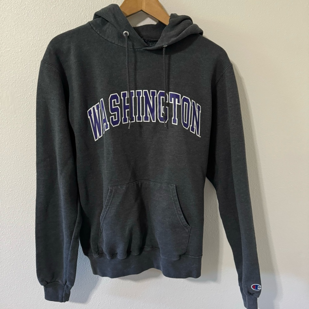University of Washington Champion Spellout Oversized Hoodie Gray Athleisure-S